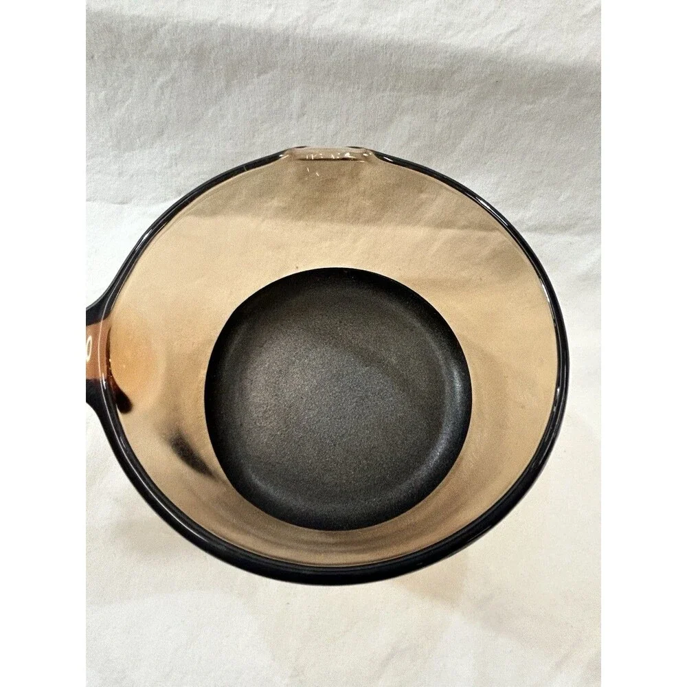 Pyrex Vision Corning Ware USA Amber Glass 1L Sauce Pan Pot with Lid vintage